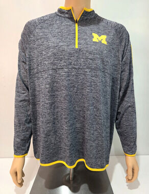 Michigan Wolverines Mens XL 1/4 Zip Pullover Colosseum Gray Maize NCAA